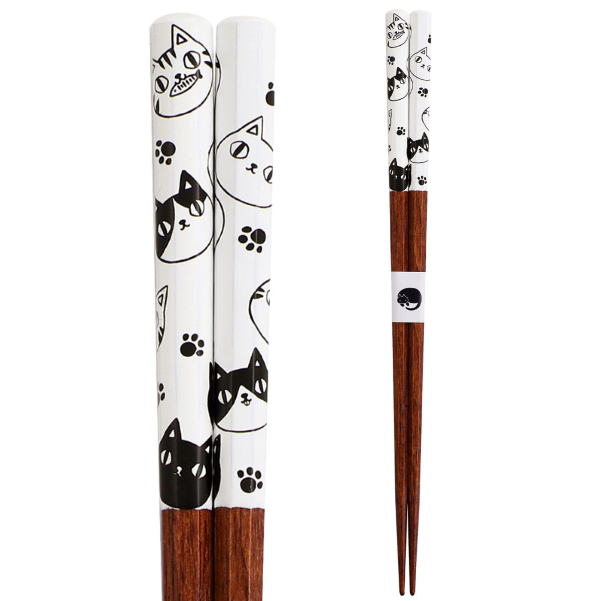 Ceramic Ai Neko Cat 3 Brothers Chopsticks, 23 cm - White