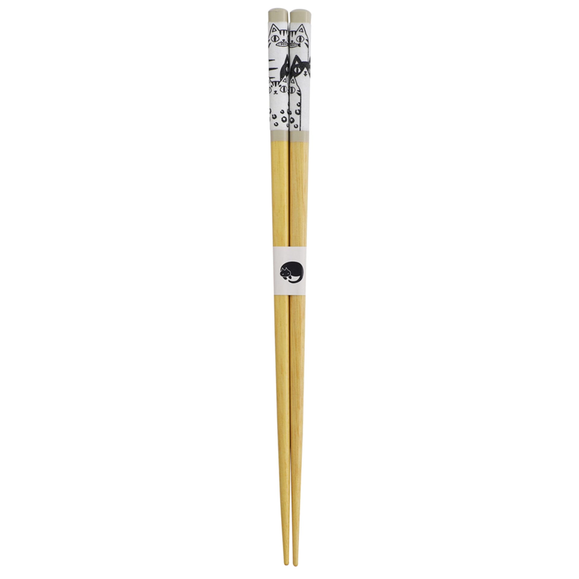 Ceramic Ai Neko Cat 3 Brothers Chopsticks, 23 cm - Grey