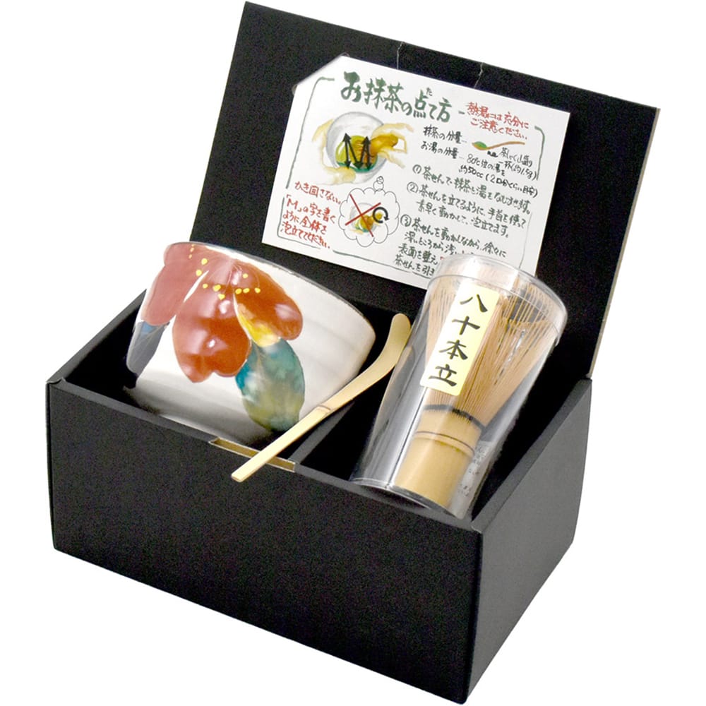 Ceramic Ai Matcha Set, 350 ml - Flower Kairo Camellia