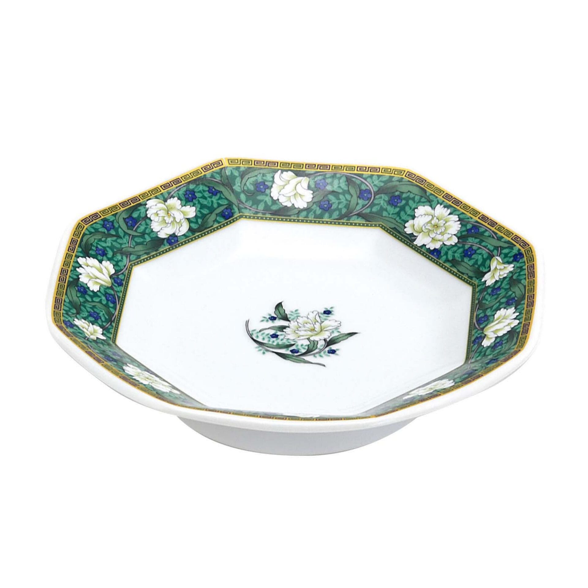 Japanese Green Karakusa Pattern Hexagon Plate, 19.3 cm