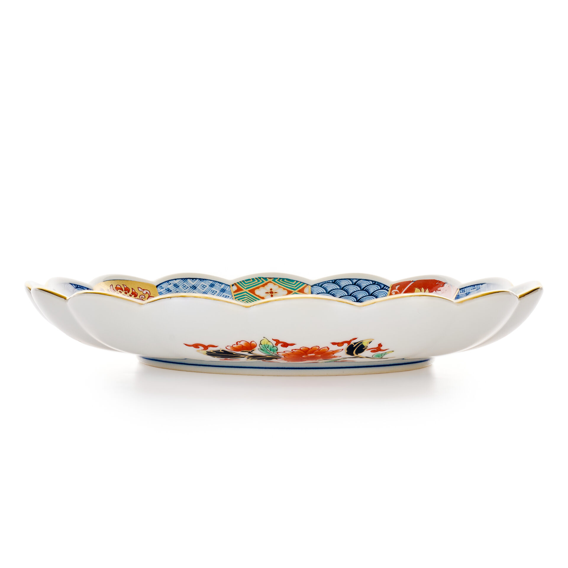 Japanese Hayashikuro Kikuwari Plate 19.5 cm (Side View)