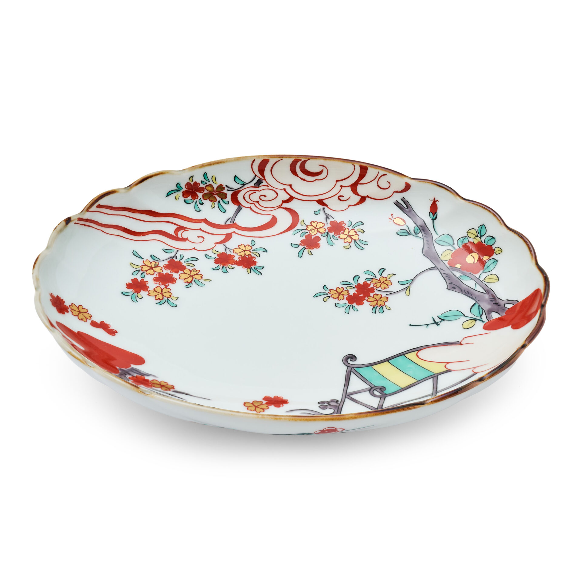 Rinkurou Klin Cloud Sakura Oval Plate 18 cm