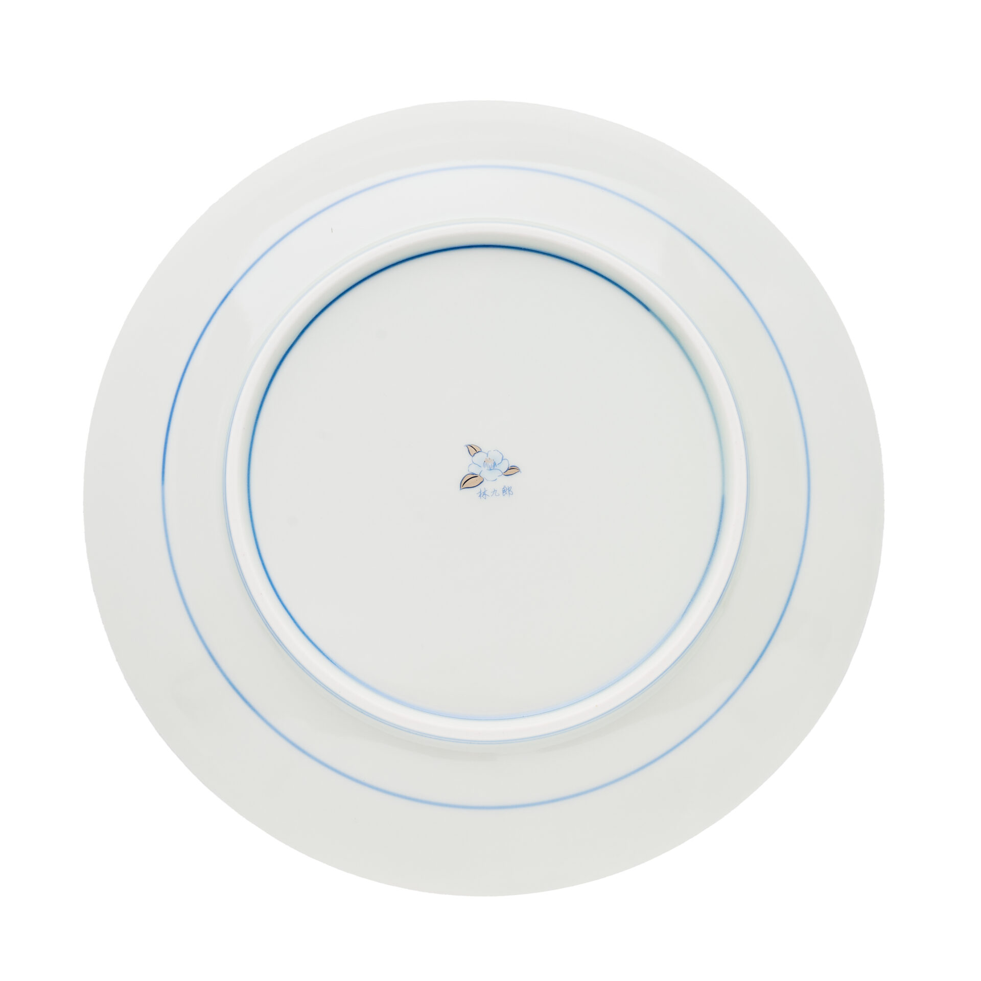 Rinkurou Klin Silvery Blue Flower Plate 23.5 cm (Bottom View)