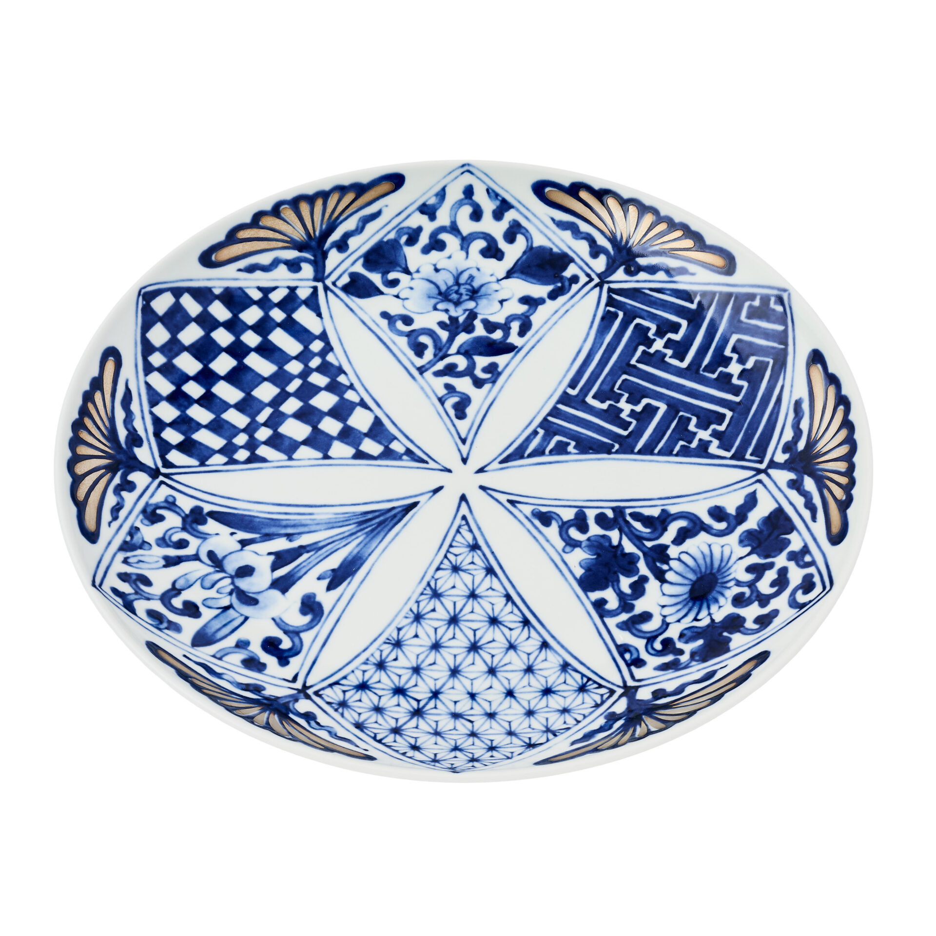 Rinkurou Klin Silvery Blue Flower Plate 23.5 cm